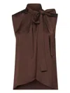 Blanca Vita Coffee Satin Topina Top In Brown