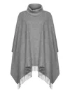 Blanca Vita Grey Wool And Cashmere Poncho In Gray