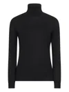 Blanca Vita Black Lightweight Virgin Wool Knit Turtleneck Sweater In Black