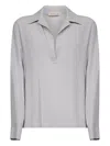 Blanca Vita Grey Silk Blend Toles Blouse In Neutral