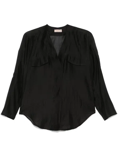 Blanca Vita V-neck Blouse In Black
