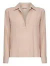 Blanca Vita V-neck Buttoned-cuff Top In Pink