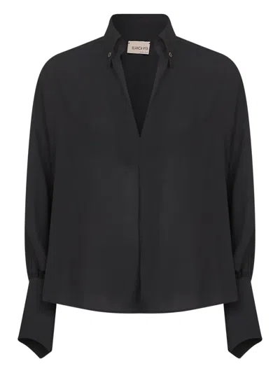BLANCA VITA V-NECK BUTTONED-CUFFS BLOUSE