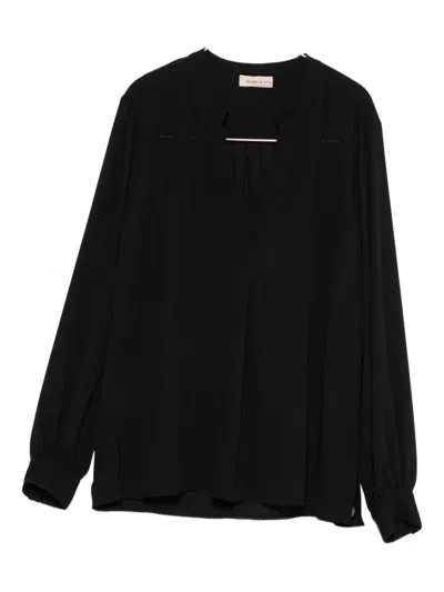 Blanca Vita V-neck Long-sleeve Blouse In Black