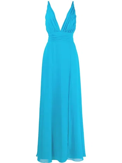 Blanca Vita V-neck Sleeveless Gown In Blau