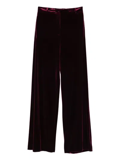 Blanca Vita Velvet Straight Trousers In Burgundy