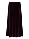 Blanca Vita Velvet-texture Midi Skirt In Burgundy