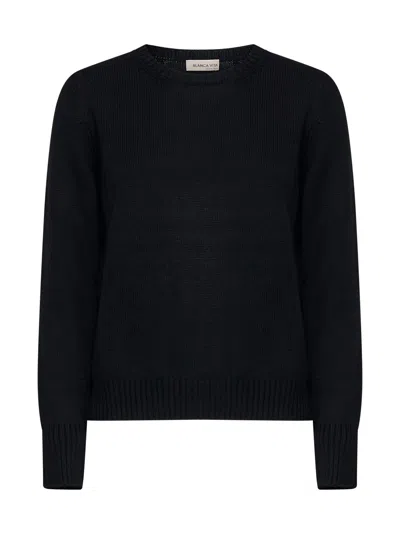 Blanca Vita Virgin Wool Crew-neck Sweater In Black