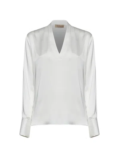 Blanca Vita V-neck Long-sleeve Blouse In White