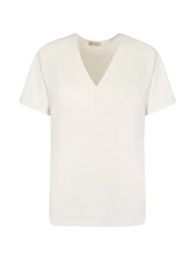 Blanca Vita V-neck Short-sleeves T-shirt In Neutral