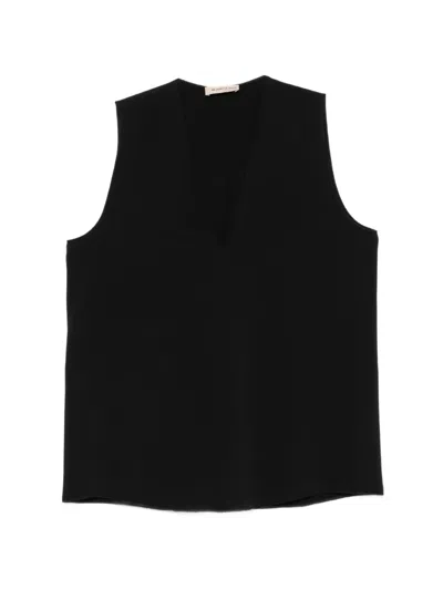 Blanca Vita V-neck Sleeveless Blouse In Black