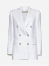 BLANCA VITA WHITE CANVAS GLIXIA DOUBLE-BREASTED BLAZER