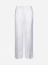 Blanca Vita White Linen Prugna Wide Leg Trousers