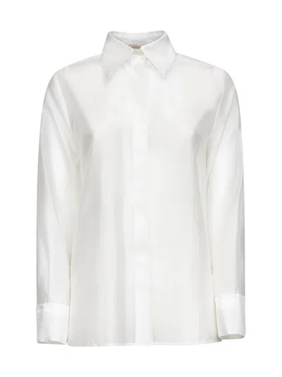 Blanca Vita White Lyocell Blend Curly Shirt