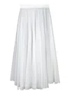 Blanca Vita Pleated White Midi Skirt In Lightweight Muslin