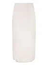 Blanca Vita White Silk Midi Skirt In Neutrals