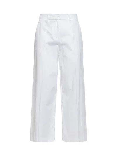 Blanca Vita White Stretch Cotton Polka Wide-leg Trousers