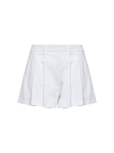 Blanca Vita White Stretch Cotton Seltz Pleated Shorts