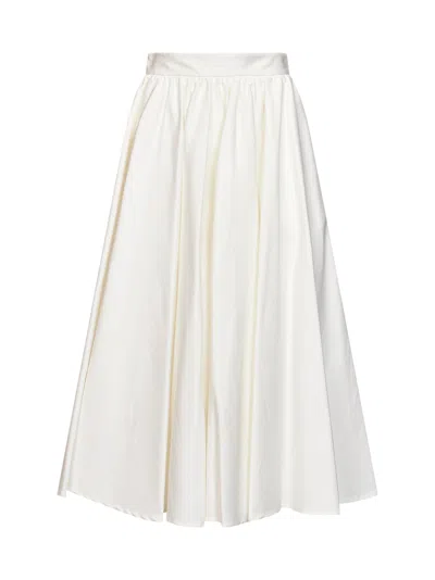 Blanca Vita White Stretch Poplin Golia Full Midi Skirt In Black