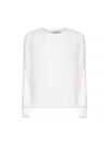 Blanca Vita White Virgin Wool Knit Crewneck Sweater In White