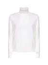 Blanca Vita White Lightweight Virgin Wool Knit Turtleneck Sweater In White
