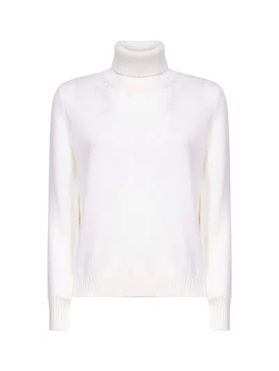 BLANCA VITA WHITE VIRGIN WOOL TURTLENECK SWEATER