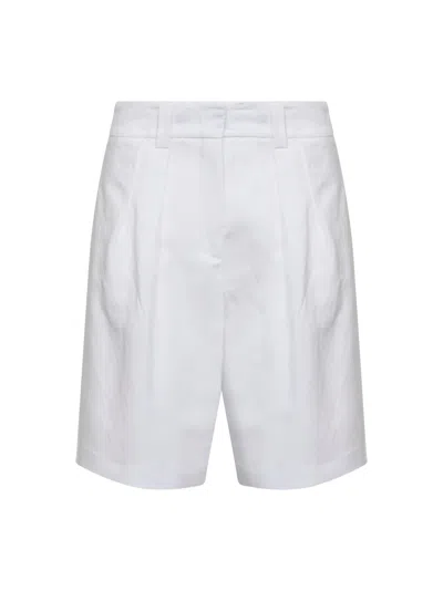 Blanca Vita White Viscose And Linen Belsik Bermuda Shorts