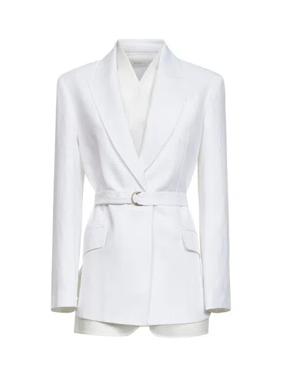 Blanca Vita White Viscose And Linen Goody Belted Blazer