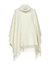Blanca Vita White Wool And Cashmere Poncho In Neutral