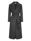 Blanca Vita Anthracite Wool Blend Calistea Wrap Coat In Black