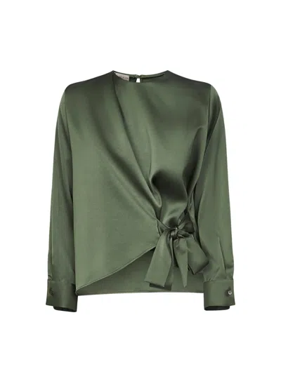 Blanca Vita Wrap-front With Bow Blouse In Green