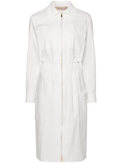 Blanca Vita Zip-up Long-sleeve Dress In White