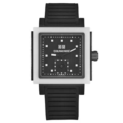 Pre-owned Blancarre Mens Square Second Time Zone Matt Black Dial Watch Bc01.51.t2.c1.01.01