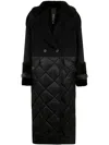 Blancha Wool Fabric, Nylon Fabric And Shearling Coat In Black  