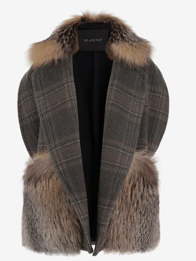Blancha Alpaca And Wool Blend Vest With Fur In Multi