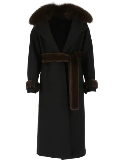 Blancha Belted Coat In 黑色