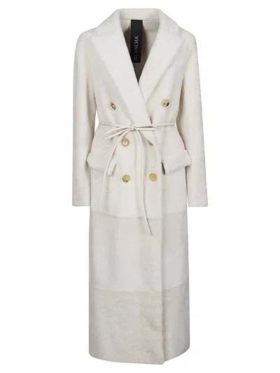 Blancha Sheepskin Belted Coat In Neutral