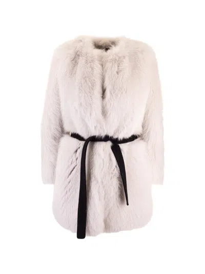 Blancha Belted Faux-fur Jacket In White