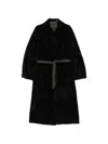 Blancha Belted Shearling Coat In Black