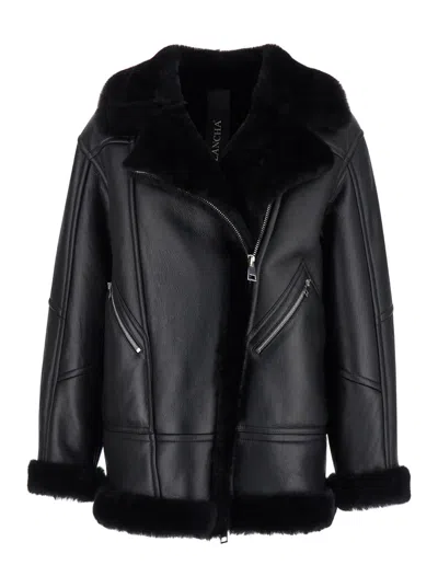 Blancha Leather And Shearling Jacket In Black