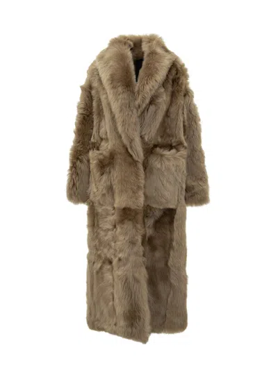 Blancha Long Fur Coat In Multi