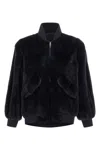 Blancha Luxurious Mink Fur Bomber Jacket With Zip Closure And Casual Appeal In Black