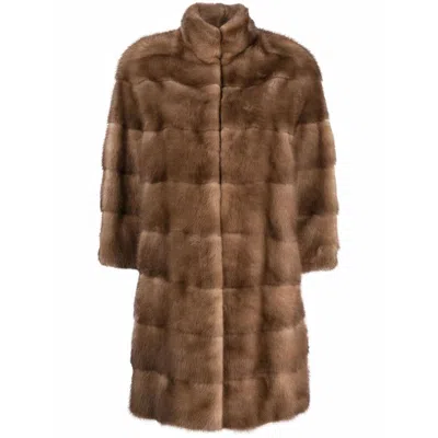 Blancha Leather Outerwear In Brown