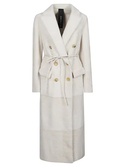 Blancha Double-breasted Shearling Coat In White