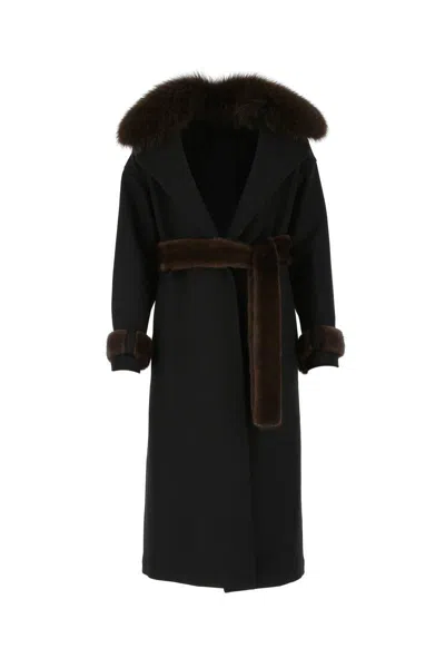 Blancha Belted Coat In 黑色