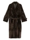 Blancha Double-breasted Belted Coat In Brown