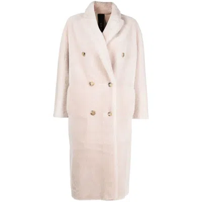 Blancha Double-breasted Reversible Shearling Coat In Pink