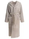 Blancha Hooded Coat With Belted Waist And Pockets In White