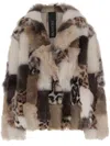 Blancha Color-block Shearling Jacket With Long Sleeves In Multi