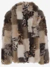 Blancha Color-block Shearling Jacket In Brown